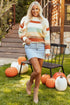 Relaxed Fit Crew Neck Striped Knit Pullover Sweater