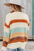 Relaxed Fit Crew Neck Striped Knit Pullover Sweater