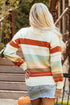 Relaxed Fit Crew Neck Striped Knit Pullover Sweater