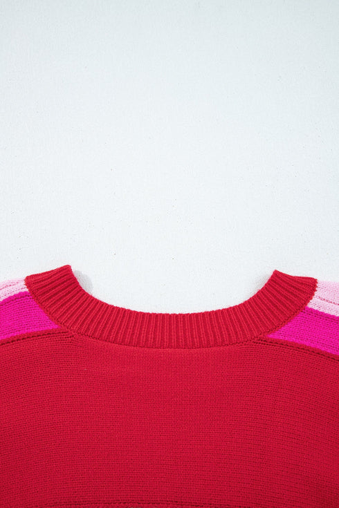 Relaxed Fit Crew Neck Striped Knit Sweater