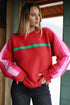 Relaxed Fit Crew Neck Striped Knit Sweater