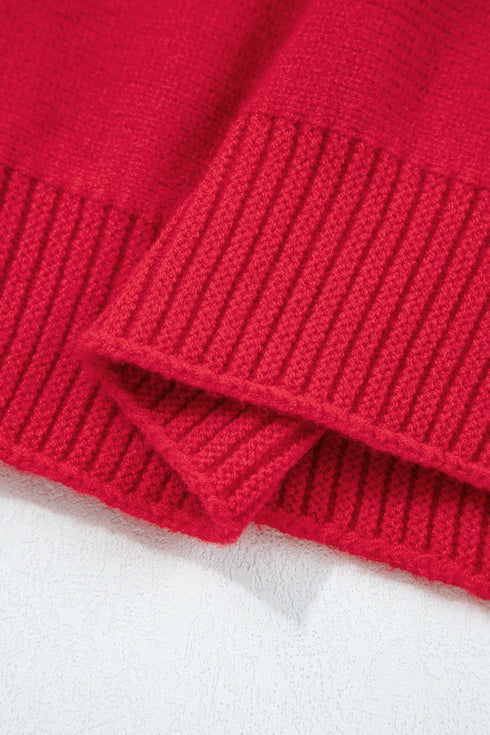 Relaxed Fit Crew Neck Striped Knit Sweater