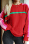 Relaxed Fit Crew Neck Striped Knit Sweater