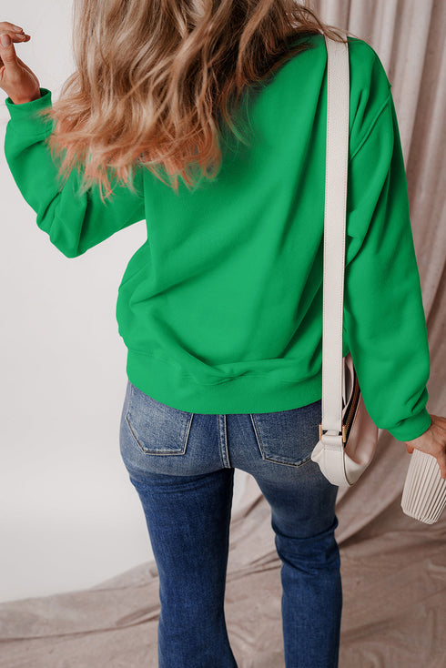 Relaxed Fit Crew Neck Thermal Fleece Sweatshirt