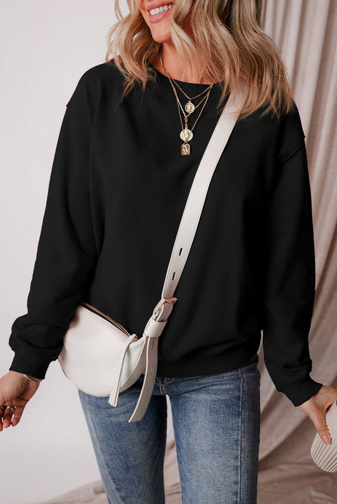 Relaxed Fit Crew Neck Thermal Fleece Sweatshirt