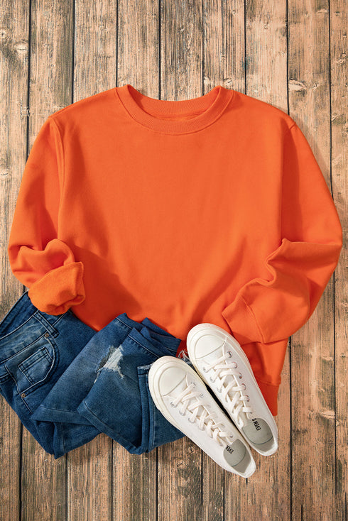 Relaxed Fit Crew Neck Thermal Fleece Sweatshirt
