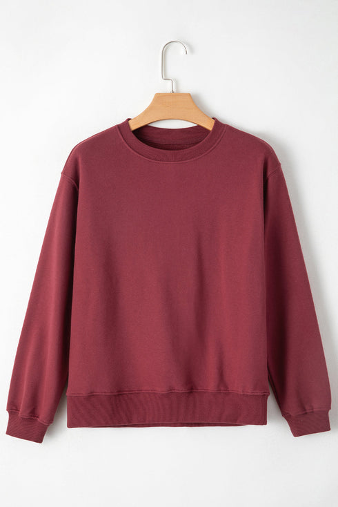 Relaxed Fit Crew Neck Thermal Fleece Sweatshirt