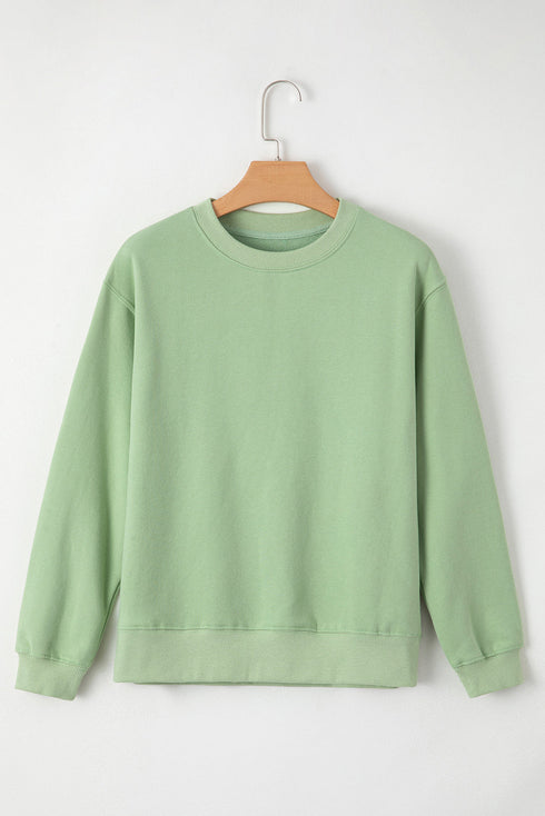 Relaxed Fit Crew Neck Thermal Fleece Sweatshirt