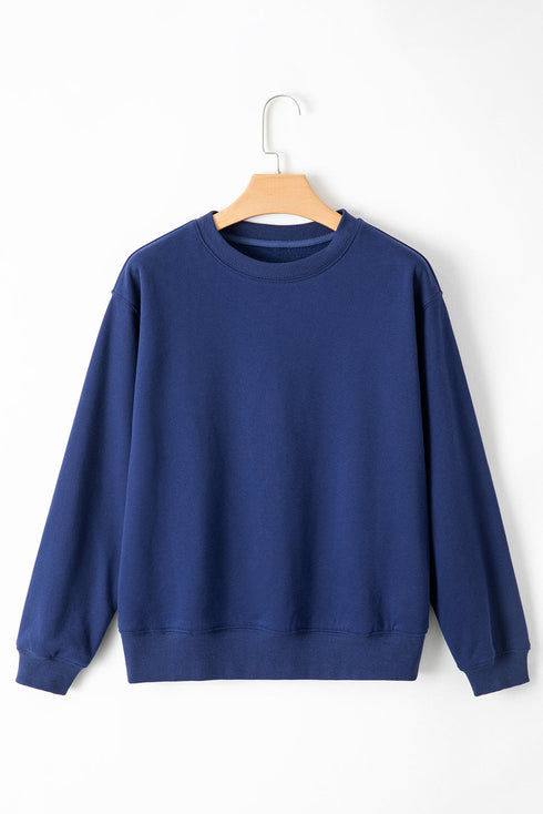 Relaxed Fit Crew Neck Thermal Fleece Sweatshirt