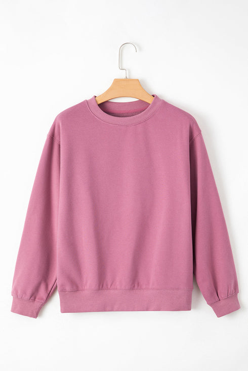 Relaxed Fit Crew Neck Thermal Fleece Sweatshirt