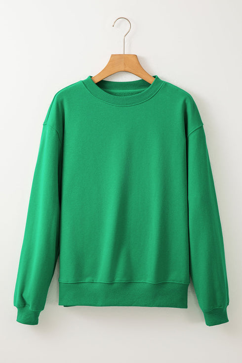 Relaxed Fit Crew Neck Thermal Fleece Sweatshirt