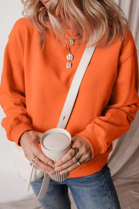 Relaxed Fit Crew Neck Thermal Fleece Sweatshirt