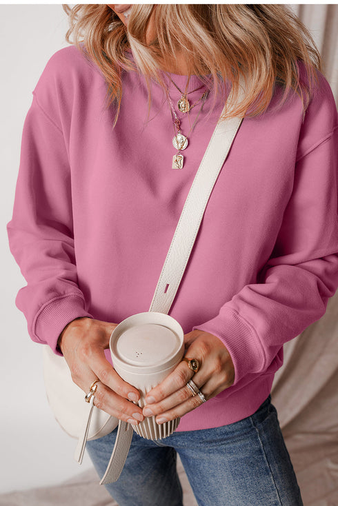 Relaxed Fit Crew Neck Thermal Fleece Sweatshirt