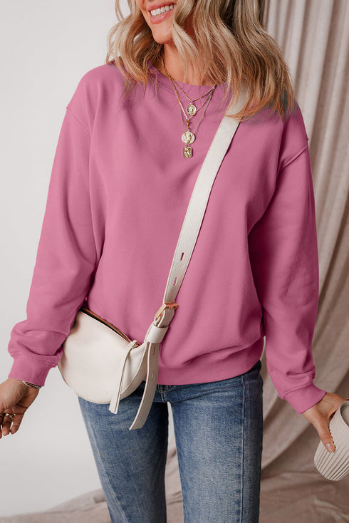Relaxed Fit Crew Neck Thermal Fleece Sweatshirt
