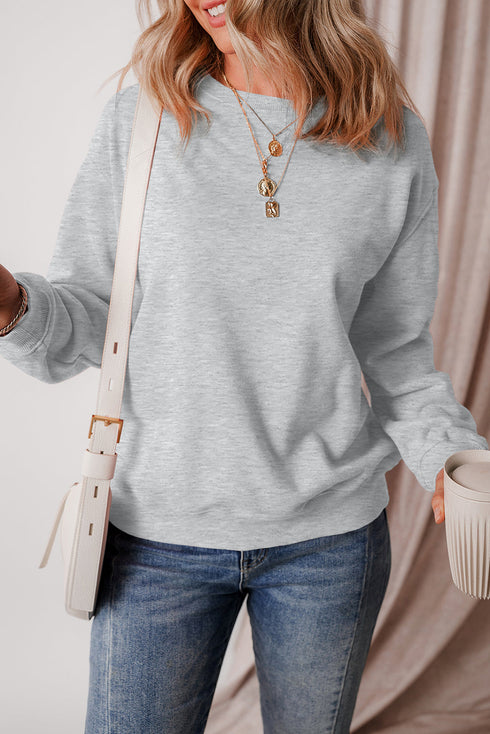 Relaxed Fit Crew Neck Thermal Fleece Sweatshirt