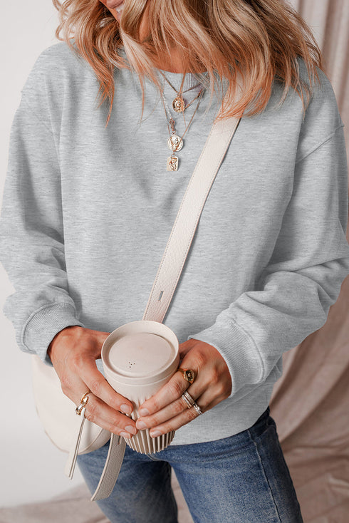 Relaxed Fit Crew Neck Thermal Fleece Sweatshirt