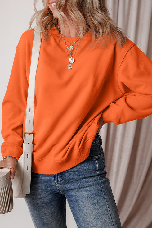 Relaxed Fit Crew Neck Thermal Fleece Sweatshirt