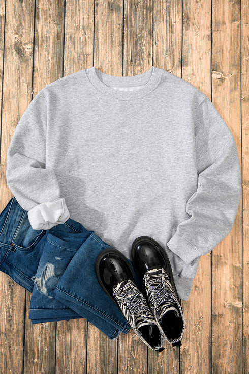 Relaxed Fit Crew Neck Thermal Fleece Sweatshirt