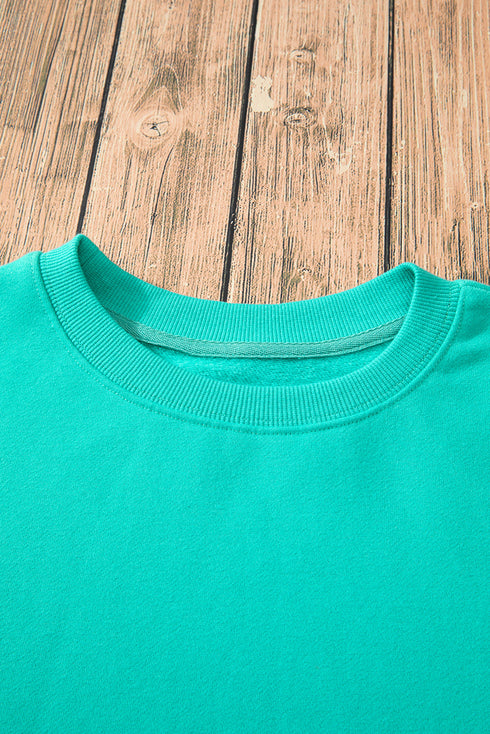Relaxed Fit Crew Neck Thermal Fleece Sweatshirt