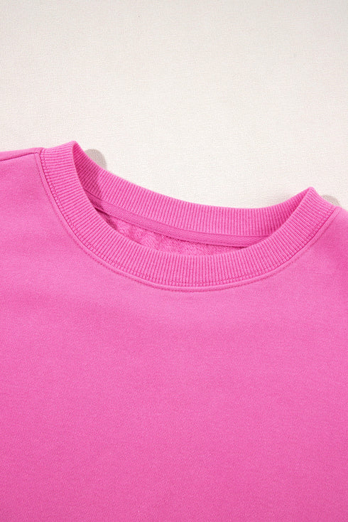 Relaxed Fit Crew Neck Thermal Fleece Sweatshirt