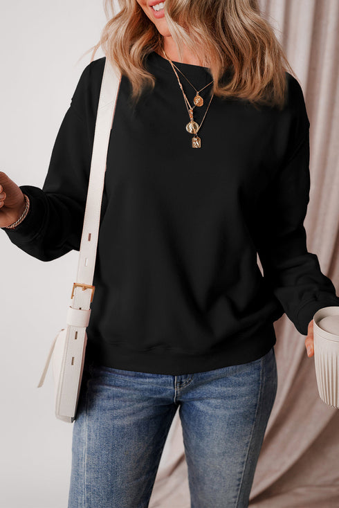 Relaxed Fit Crew Neck Thermal Fleece Sweatshirt