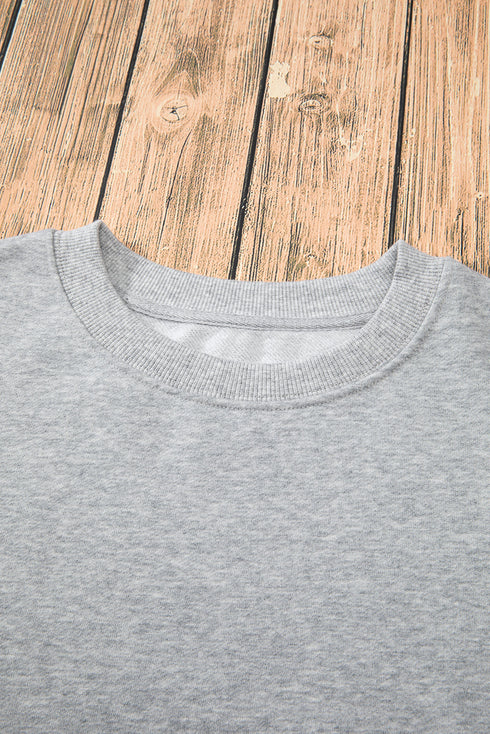 Relaxed Fit Crew Neck Thermal Fleece Sweatshirt