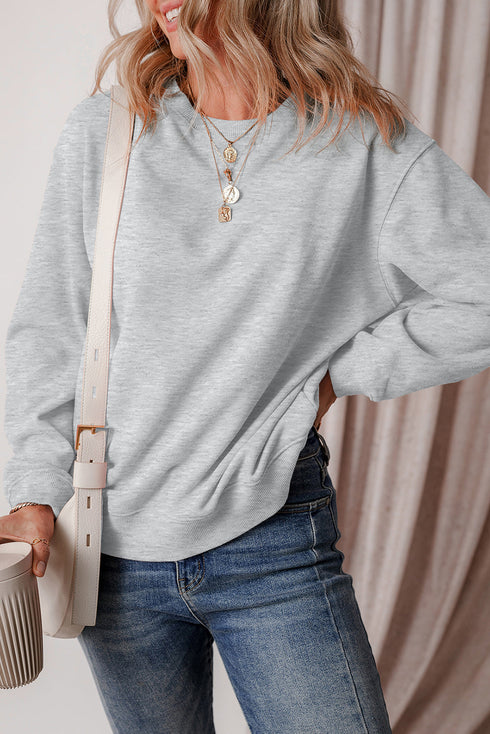 Relaxed Fit Crew Neck Thermal Fleece Sweatshirt