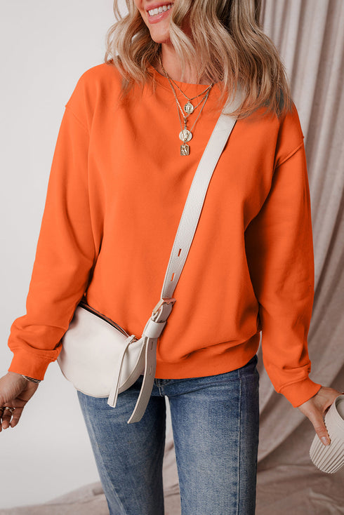 Relaxed Fit Crew Neck Thermal Fleece Sweatshirt