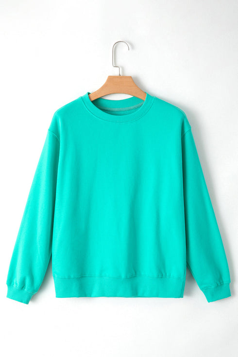 Relaxed Fit Crew Neck Thermal Fleece Sweatshirt