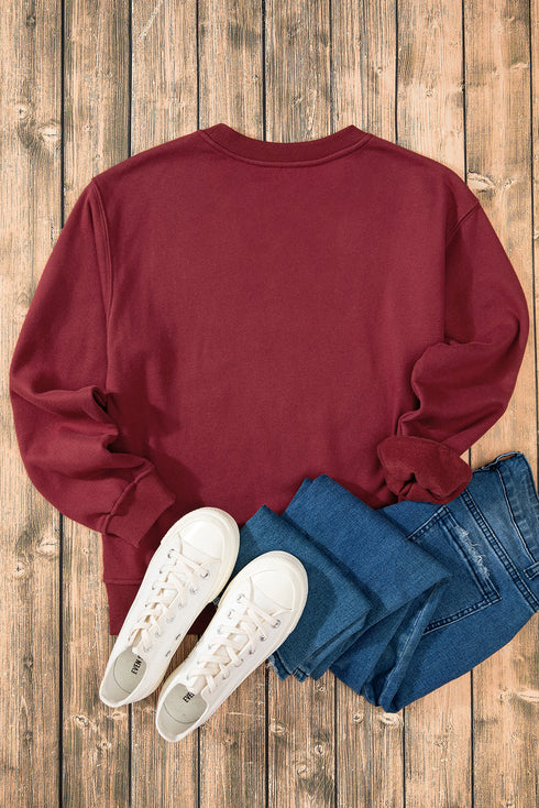 Relaxed Fit Crew Neck Thermal Fleece Sweatshirt