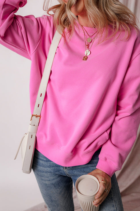 Relaxed Fit Crew Neck Thermal Fleece Sweatshirt