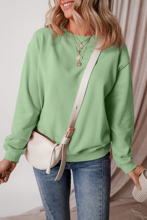 Relaxed Fit Crew Neck Thermal Fleece Sweatshirt