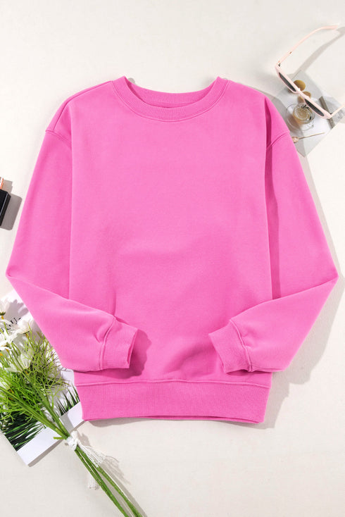 Relaxed Fit Crew Neck Thermal Fleece Sweatshirt