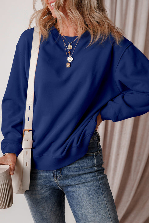 Relaxed Fit Crew Neck Thermal Fleece Sweatshirt