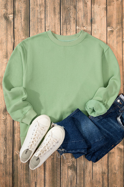 Relaxed Fit Crew Neck Thermal Fleece Sweatshirt