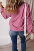 Relaxed Fit Crew Neck Thermal Fleece Sweatshirt