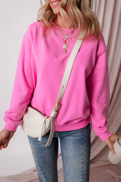 Relaxed Fit Crew Neck Thermal Fleece Sweatshirt