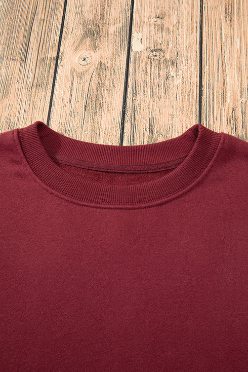 Relaxed Fit Crew Neck Thermal Fleece Sweatshirt