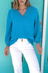 Relaxed Fit Crinkled Texture Frilled Neckline Blouse