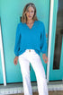 Relaxed Fit Crinkled Texture Frilled Neckline Blouse