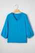 Relaxed Fit Crinkled Texture Frilled Neckline Blouse