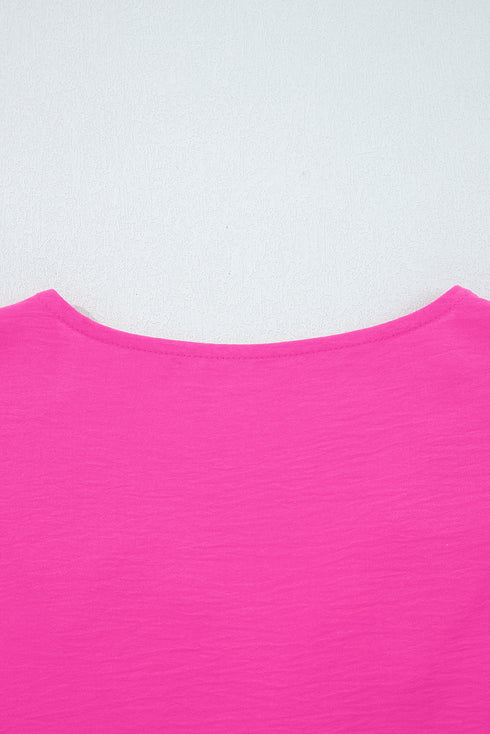 Relaxed Fit Crinkled Texture Frilled Neckline Blouse