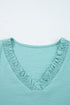 Relaxed Fit Crinkled Texture Frilled Neckline Blouse