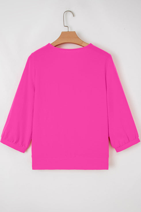 Relaxed Fit Crinkled Texture Frilled Neckline Blouse
