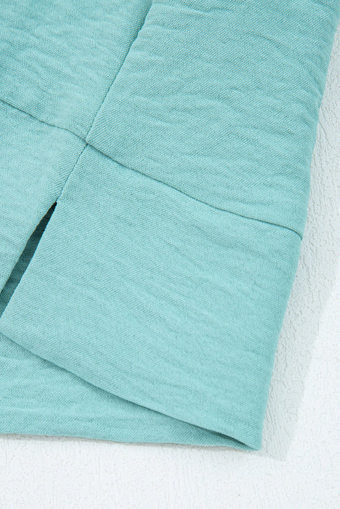 Relaxed Fit Crinkled Texture Frilled Neckline Blouse