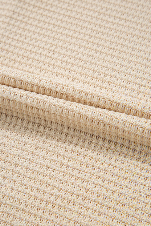 Relaxed Fit Crochet Lace Patchwork Waffle Knit Plus Size Top