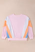 Relaxed Fit Curved Panel Design Crewneck Pullover Sweatshirt