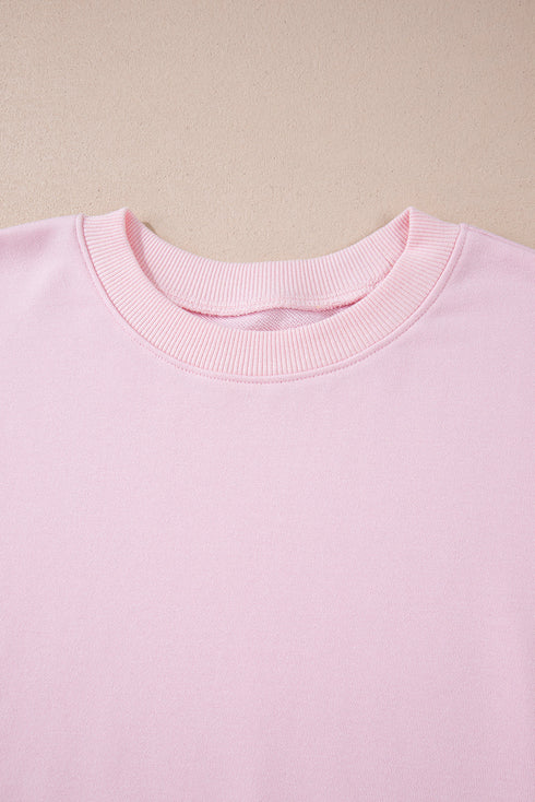 Relaxed Fit Curved Panel Design Crewneck Pullover Sweatshirt