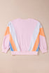 Relaxed Fit Curved Panel Design Crewneck Pullover Sweatshirt
