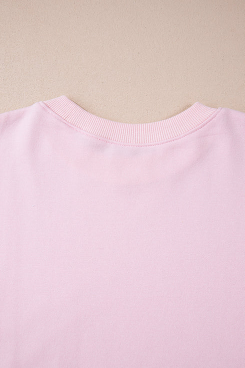 Relaxed Fit Curved Panel Design Crewneck Pullover Sweatshirt